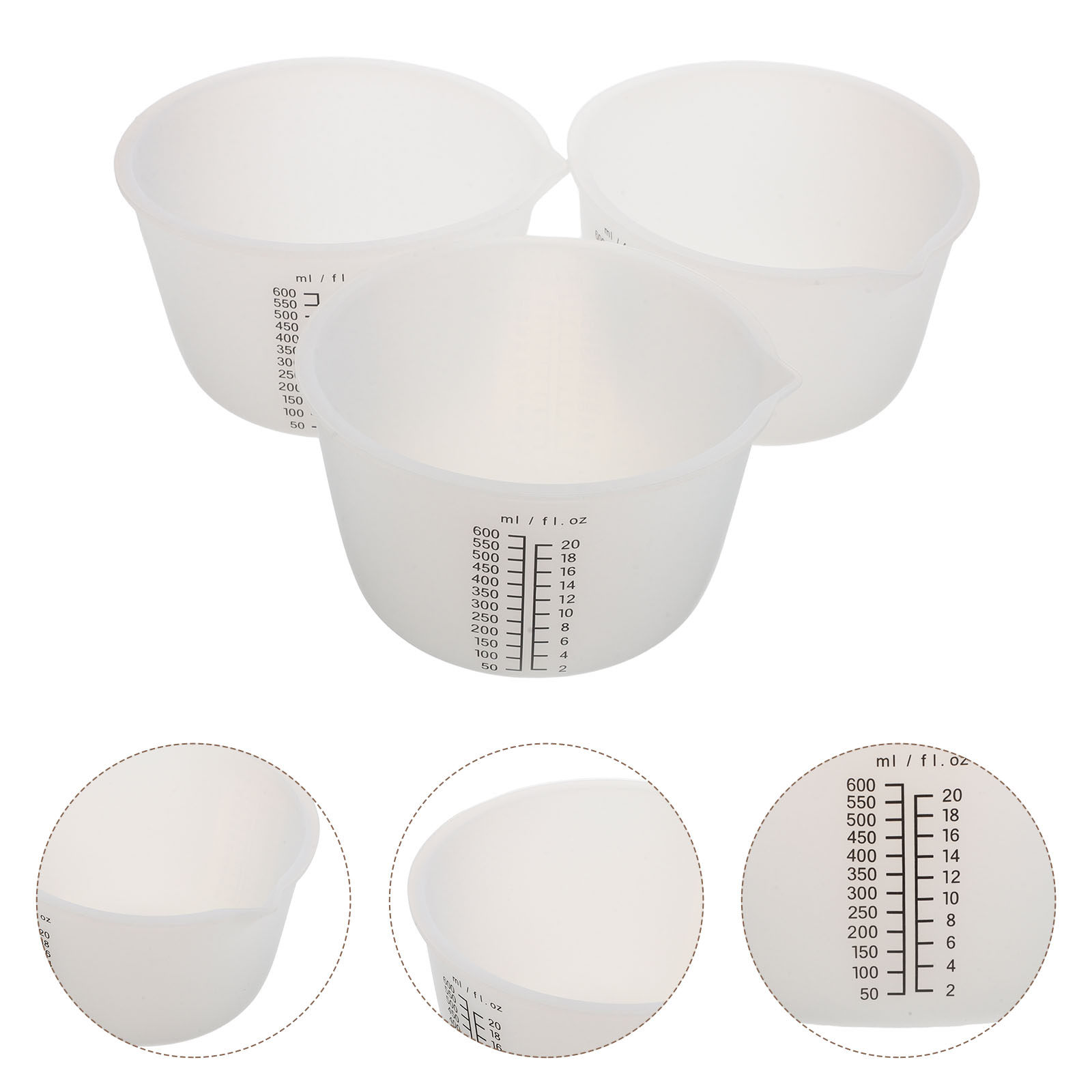 Mixing Cup Silicone - ถ้วยผสมเรซินซิลิโคน 3 ชิ้น ขนาด 600 มล.