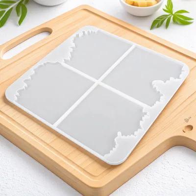 Resin Ocean Wave Mold - แม่พิมพ์ซิลิโคนอีพ็อกซี่คริสตัล 1 ชิ้น สีขาว รูปทรงสี่เหลี่ยมจัตุรัสแบบไม่สม่ำเสมอ ลายคลื่นทะเล