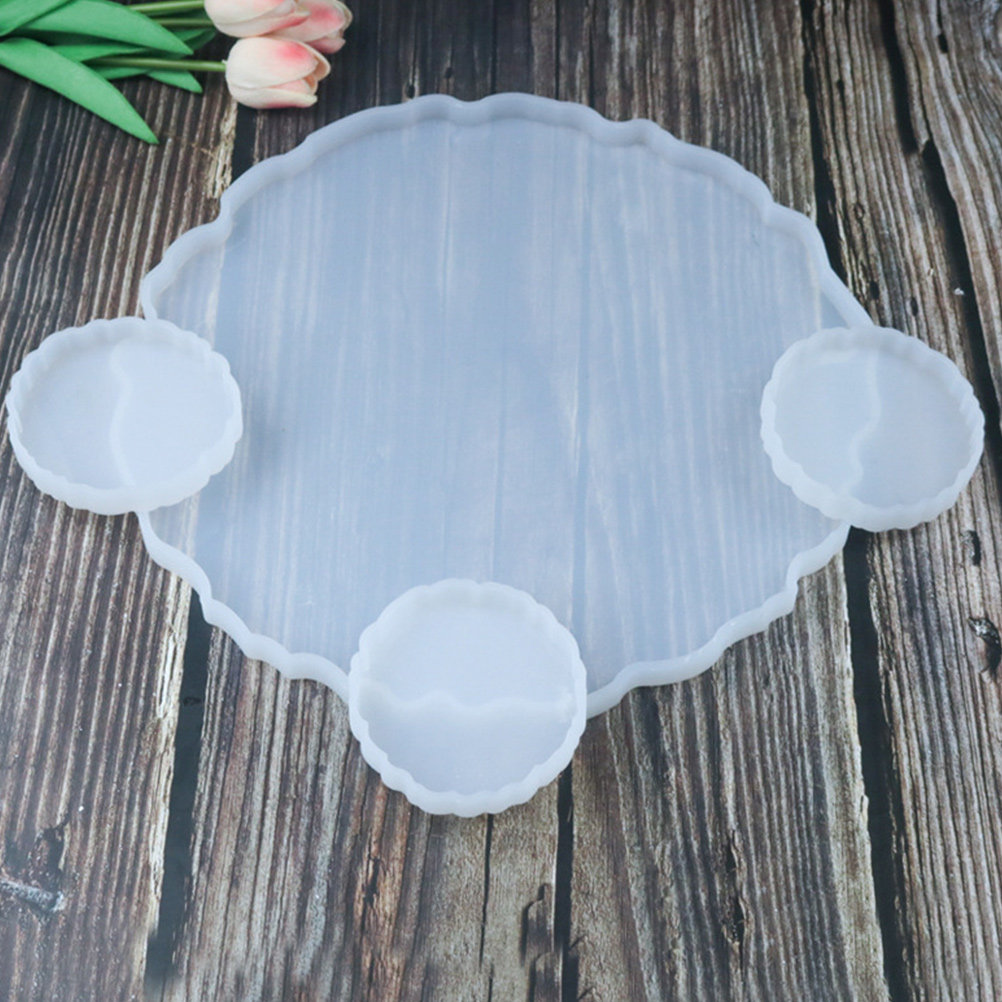 Serving Tray Mold - แม่พิมพ์ซิลิโคนคริสตัลเรซินคุณภาพสูง 2 ชิ้น ถาดกลม DIY แม่พิมพ์อีพ็อกซี่
