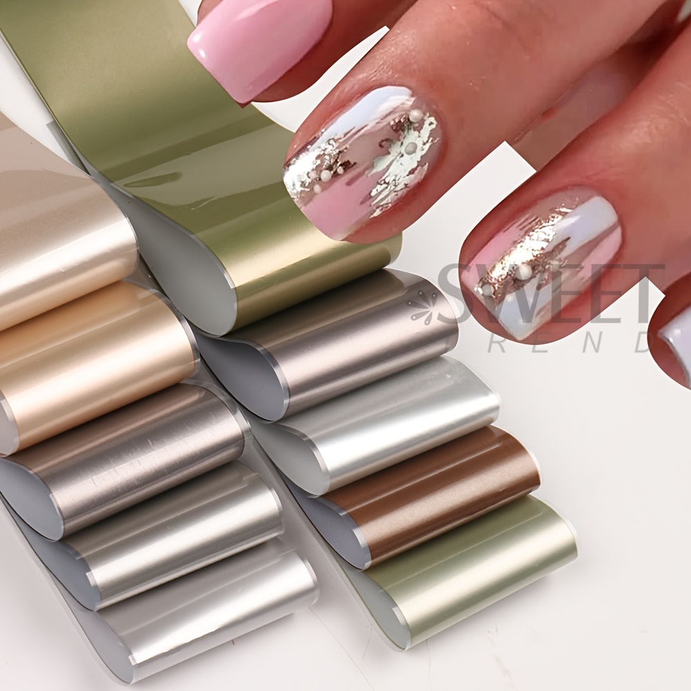 สติกเกอร์ติดเล็บลายฟอยล์ 10 แบ - Gold Foil Flakes บทวิจารณ์และราคา